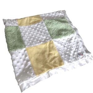 Cocalo Baby Security Blanket Patchwork Plush Block Square Minky Dot Satin Trim